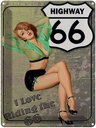 Blechschild 40x30 cm Pin Up Highway 66 i love riding the 66