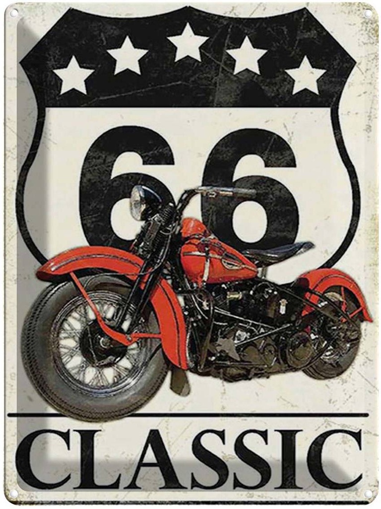 [LA-1792196] Blechschild 40x30 cm Retro Motorrad classic 66 5 Sterne