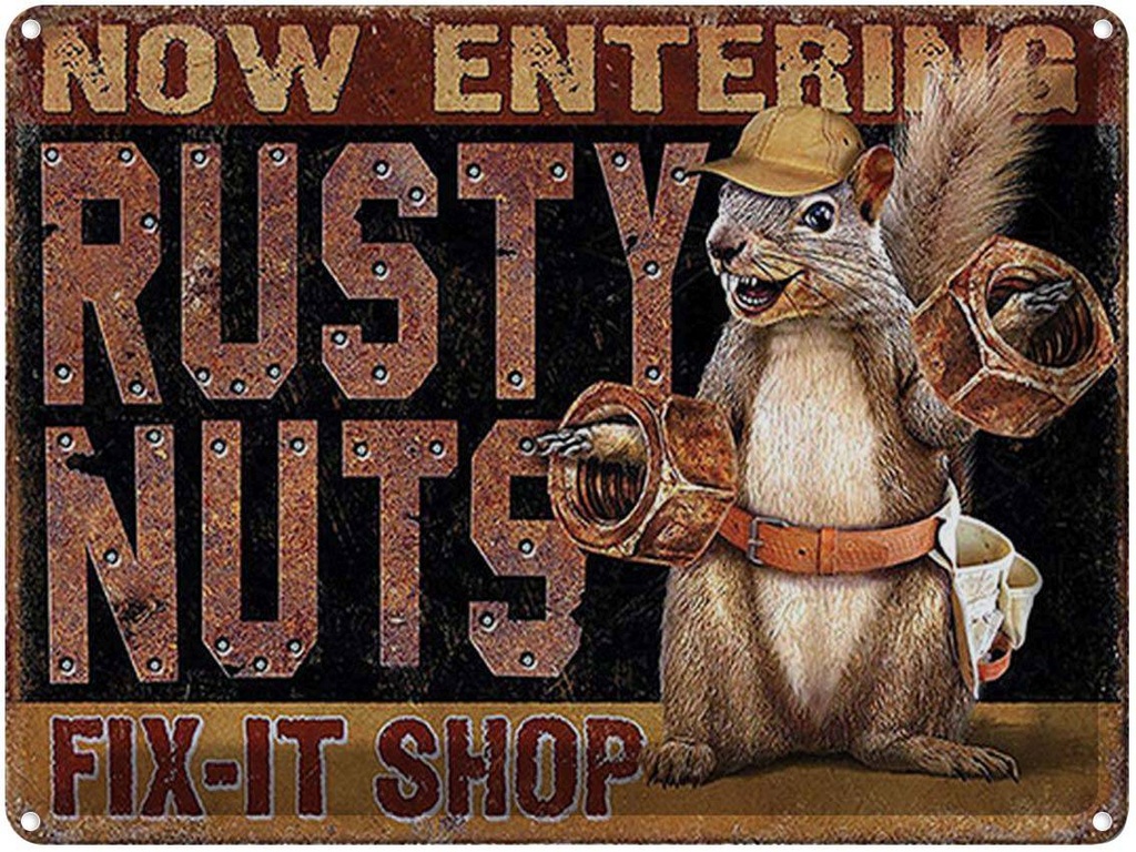 [LA-1792197] Blechschild 30x40 cm Fix-it Shop rusty nuts Garage