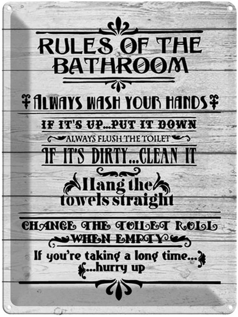 [LA-1792200] Blechschild 40x30 cm rules of the bathroom wash hands
