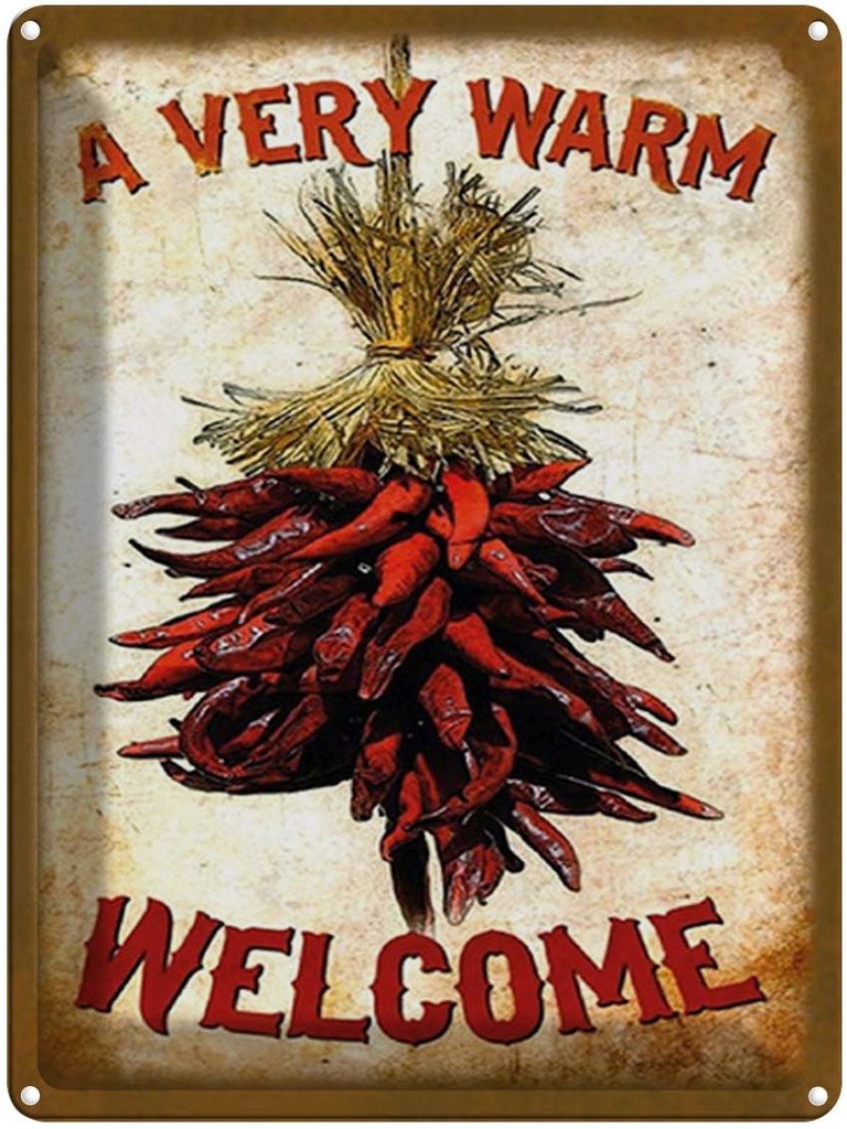 [LA-1792201] Blechschild 40x30 cm Essen a very warm welcome Chili