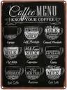 Blechschild 40x30 cm Kaffee Coffee Menu flat white Doppio