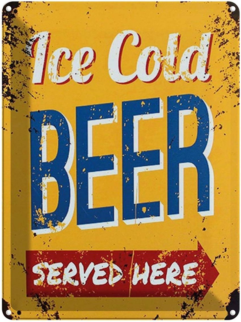 [LA-1792212] Blechschild 40x30 cm Retro Ice Cold Beer served here Bier