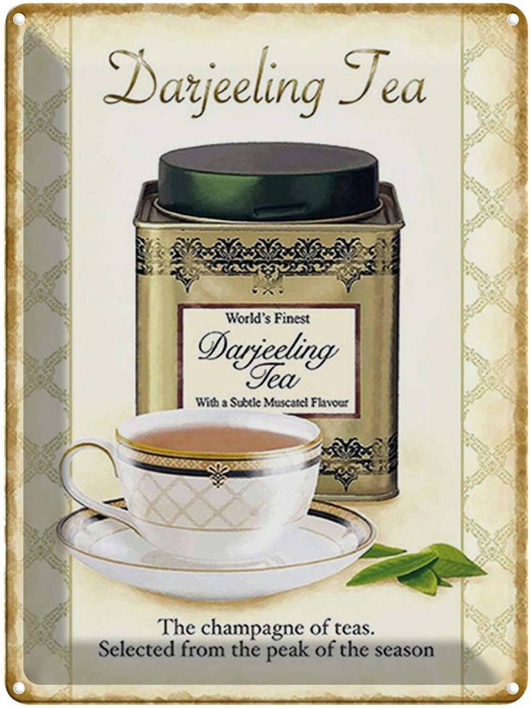 [LA-1792214] Blechschild 40x30 cm Tee Darjeeling Tea champagne of teas