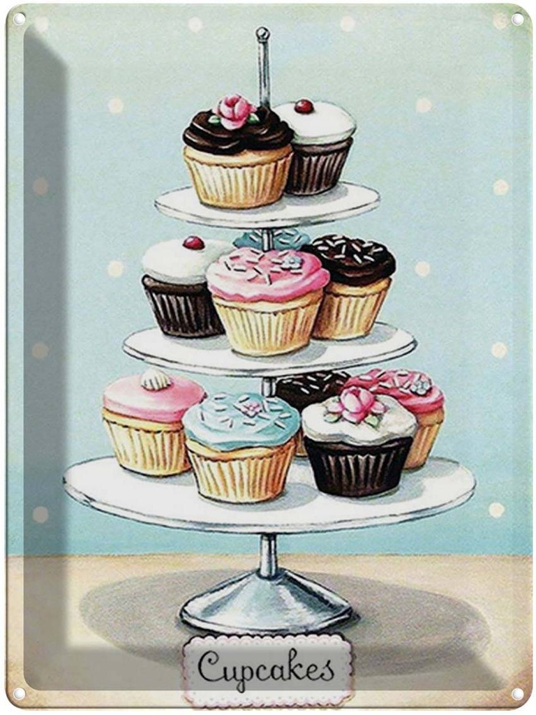 [LA-1792217] Blechschild 40x30 cm Süßigkeiten Cupcakes kleine Kuchen