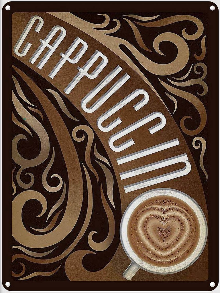 [LA-1792221] Blechschild 40x30 cm Cappuccino Kaffee