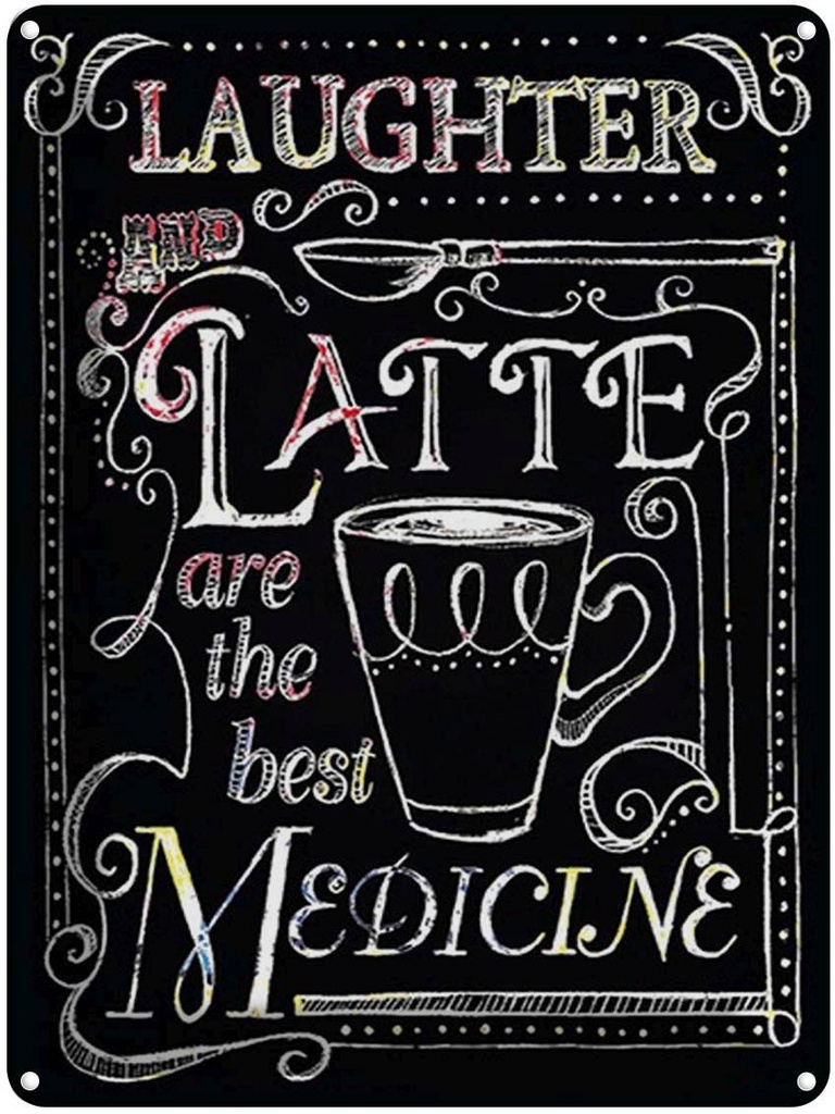 [LA-1792223] Blechschild 40x30 cm Laughter and Latte are the best