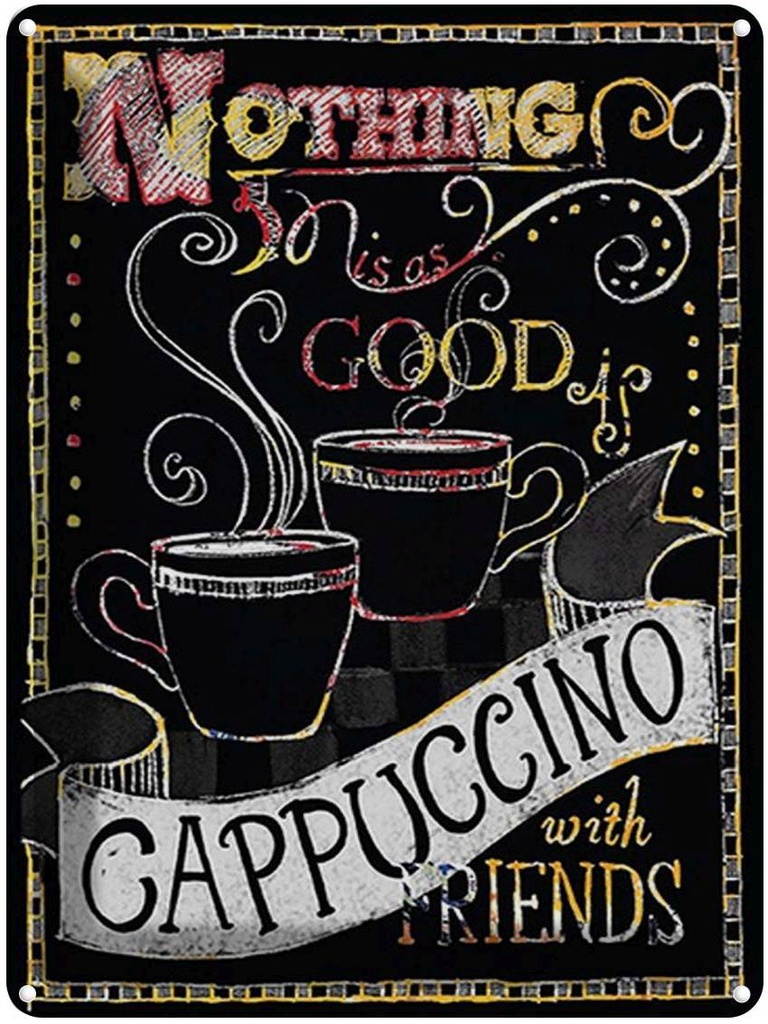[LA-1792225] Blechschild 40x30 cm Cappuccino with friends