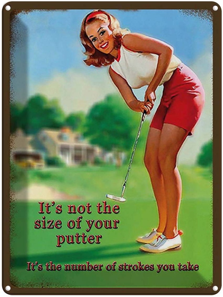 [LA-1792226] Blechschild 40x30 cm Pinup Golf it´s not size of your putter
