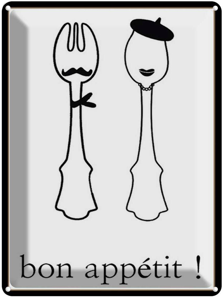 [LA-1792227] Blechschild 40x30 cm Bon appetit!