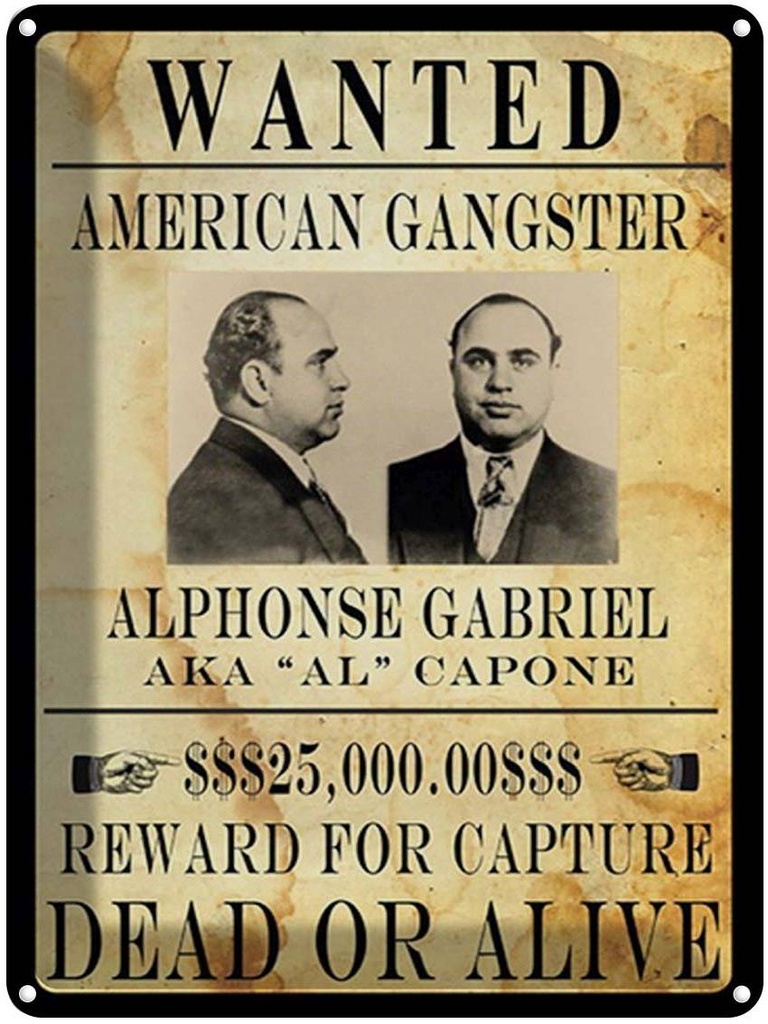 [LA-1792233] Blechschild 40x30 cm wanted Alphonse Gabriel american
