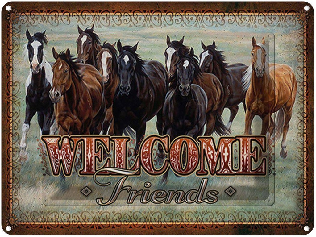 [LA-1792244] Blechschild 30x40 cm Pferde welcome friends