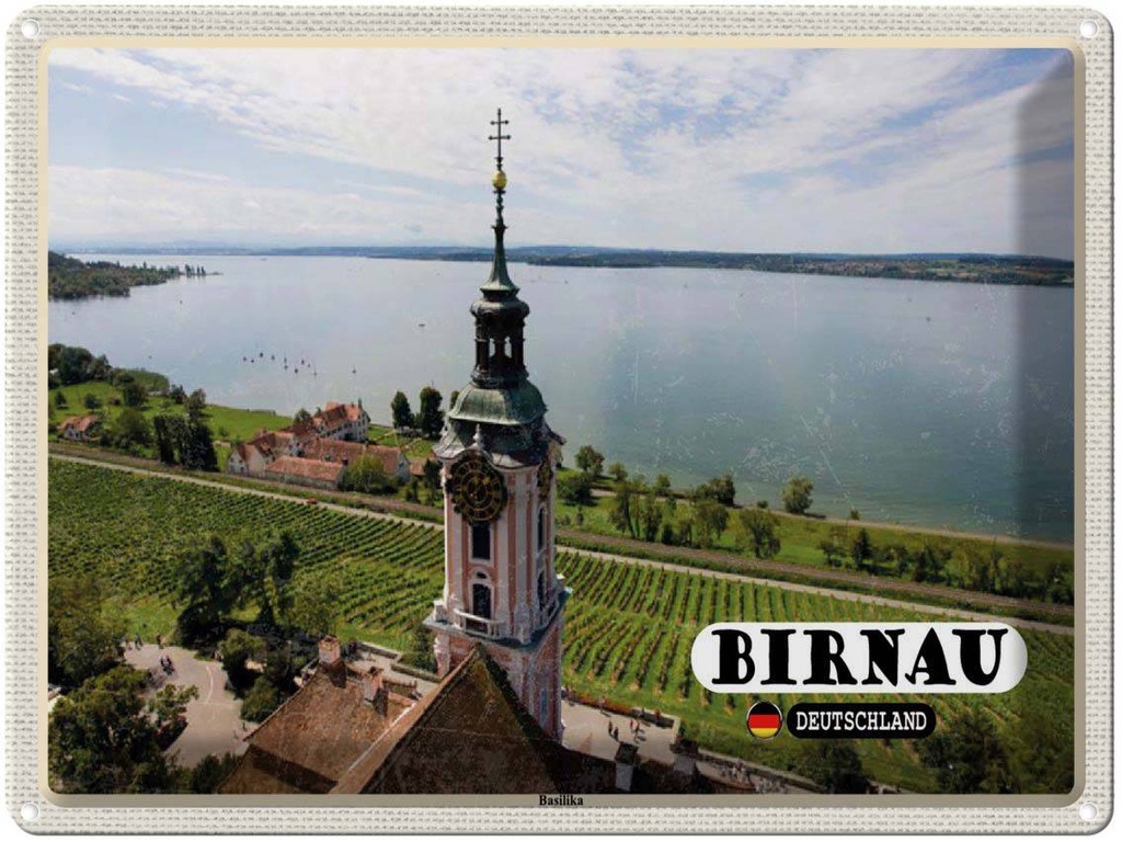 Blechschild 30x40 cm Birnau Basilika Kirche Natur Bildmotiv Reisemotiv Abenteuer Reisen