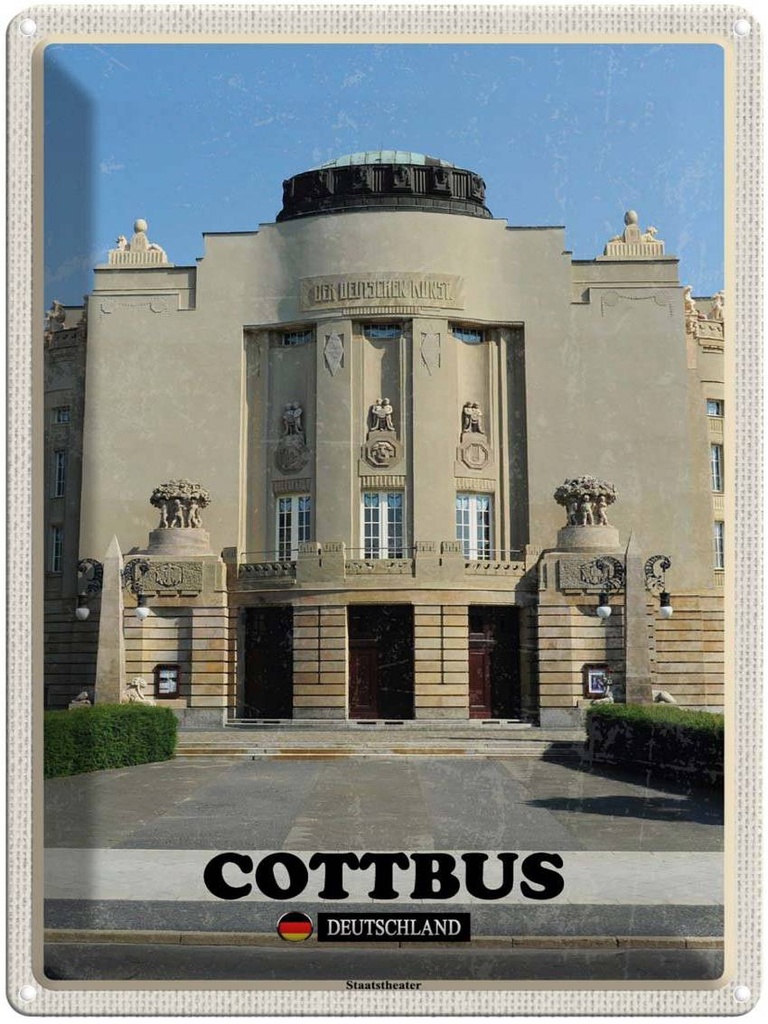 Blechschild 40x30 cm Cottbus Staatstheater Bildmotiv Reisemotiv Abenteuer Reisen