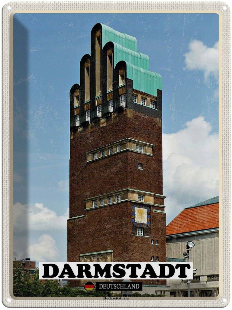 Blechschild 40x30 cm Darmstadt Hochzeitsturm Bildmotiv Reisemotiv Abenteuer Reisen