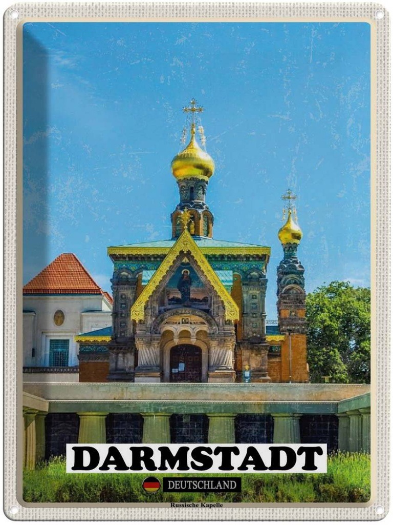 Blechschild 40x30 cm Darmstadt Russische Kapelle Bildmotiv Reisemotiv Abenteuer Reisen