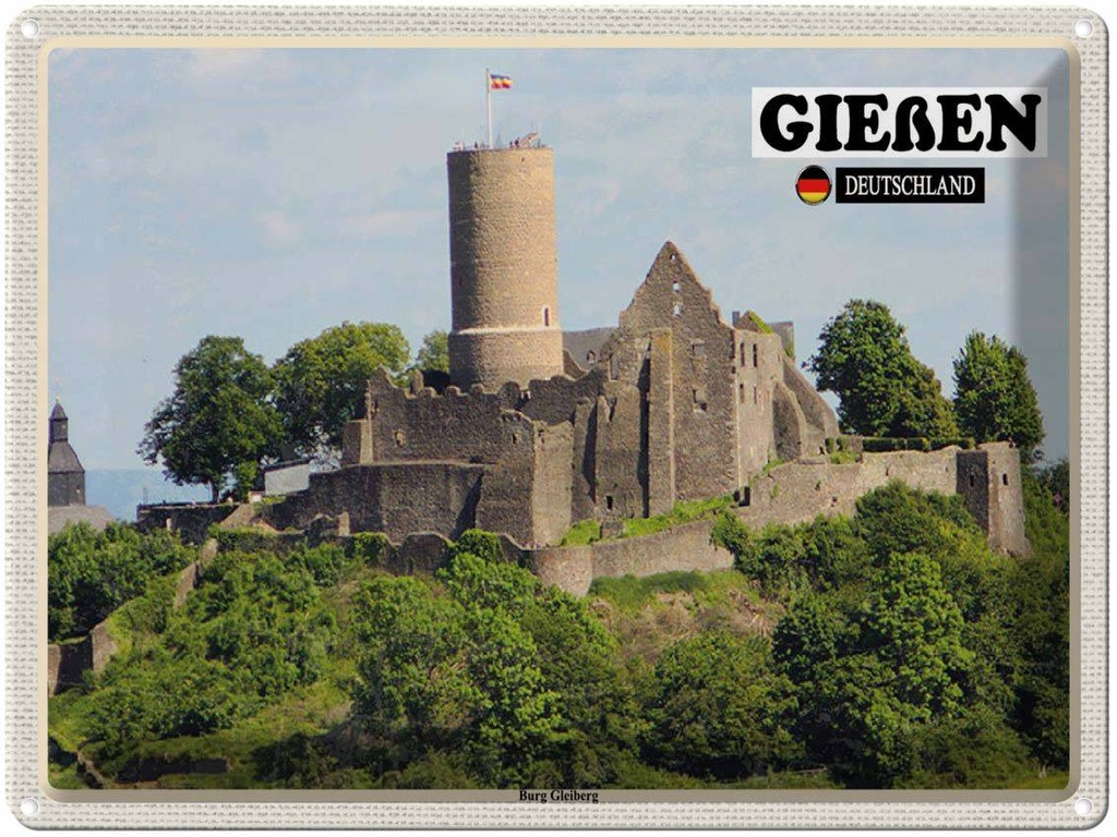 Blechschild 30x40 cm Gießen Burg Gleiberg Bildmotiv Reisemotiv Abenteuer Reisen