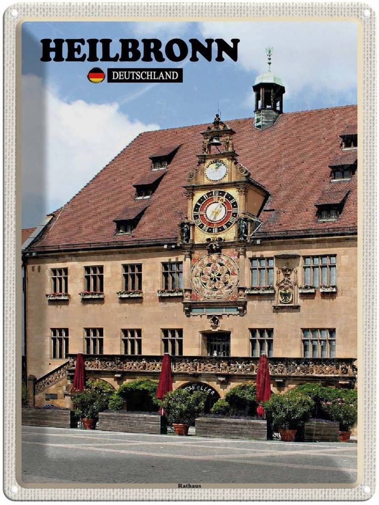 Blechschild 40x30 cm Heilbronn Rathaus Altstadt Bildmotiv Reisemotiv Abenteuer Reisen