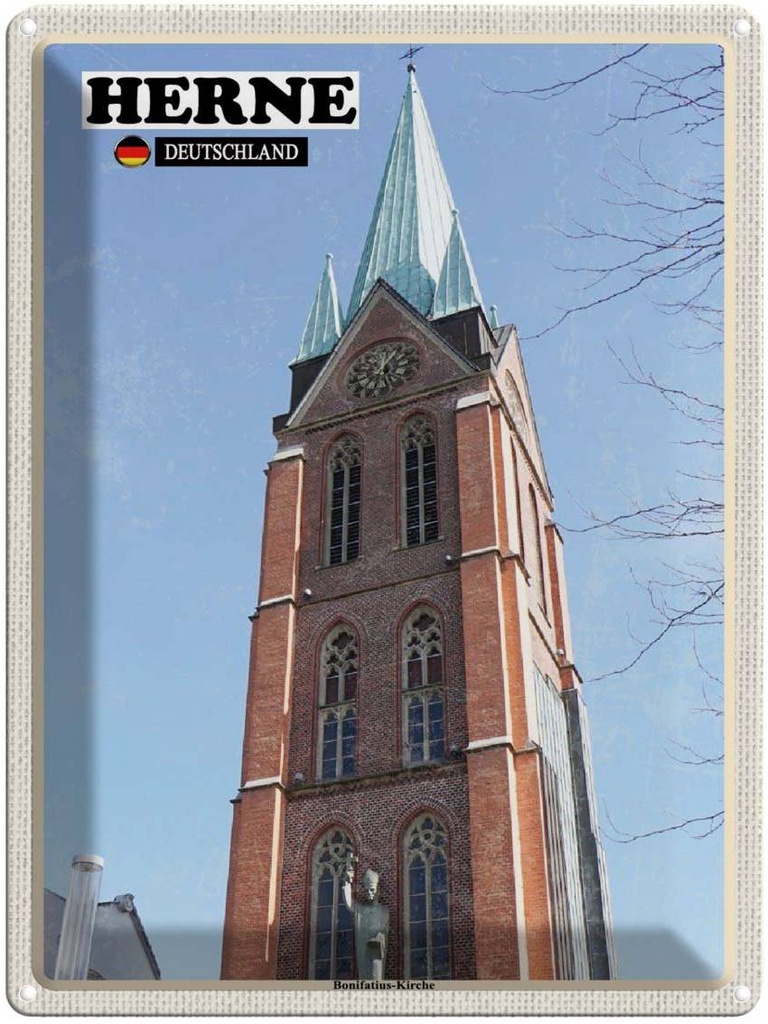 Blechschild 40x30 cm Herne Bonifatius-Kirche Bildmotiv Reisemotiv Abenteuer Reisen