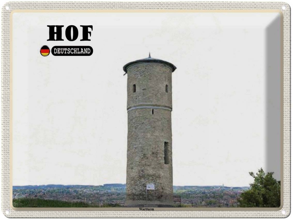 Blechschild 30x40 cm Hof Wartturm Sehenswürdigkeit Bildmotiv Reisemotiv Abenteuer Reisen