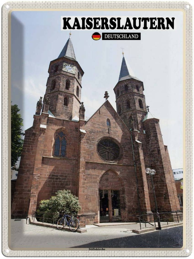 Blechschild 40x30 cm Kaiserslautern Stiftskirche Bildmotiv Reisemotiv Abenteuer Reisen