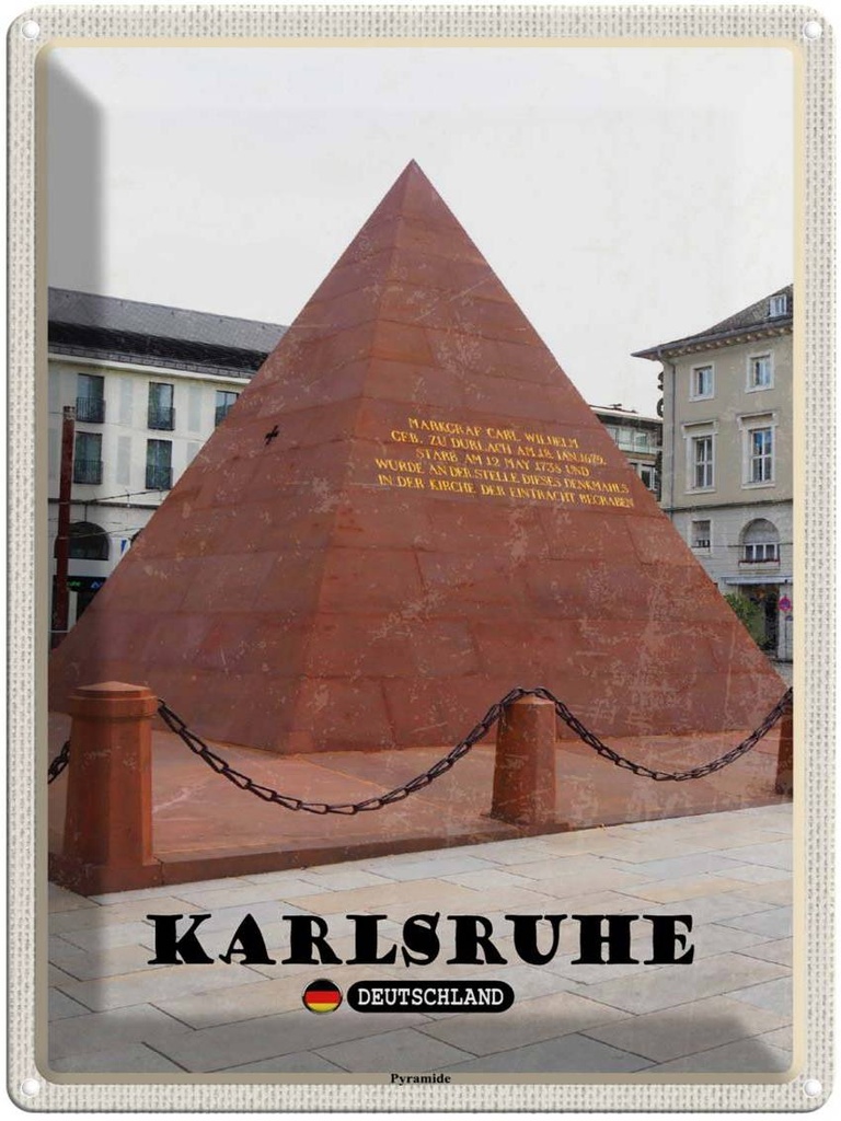 Blechschild 40x30 cm Karlsruhe Pyramide Bildmotiv Reisemotiv Abenteuer Reisen