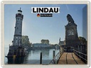 Blechschild 30x40 cm Lindau Hafeneinfahrt Fluss Gebäude Bildmotiv Reisemotiv Abenteuer Reisen
