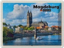 Blechschild 30x40 cm Magdeburg Dom Fluss Bildmotiv Reisemotiv Abenteuer Reisen