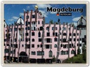 Blechschild 30x40 cm Magdeburg Hundertwasser Gebäude Bildmotiv Reisemotiv Abenteuer Reisen
