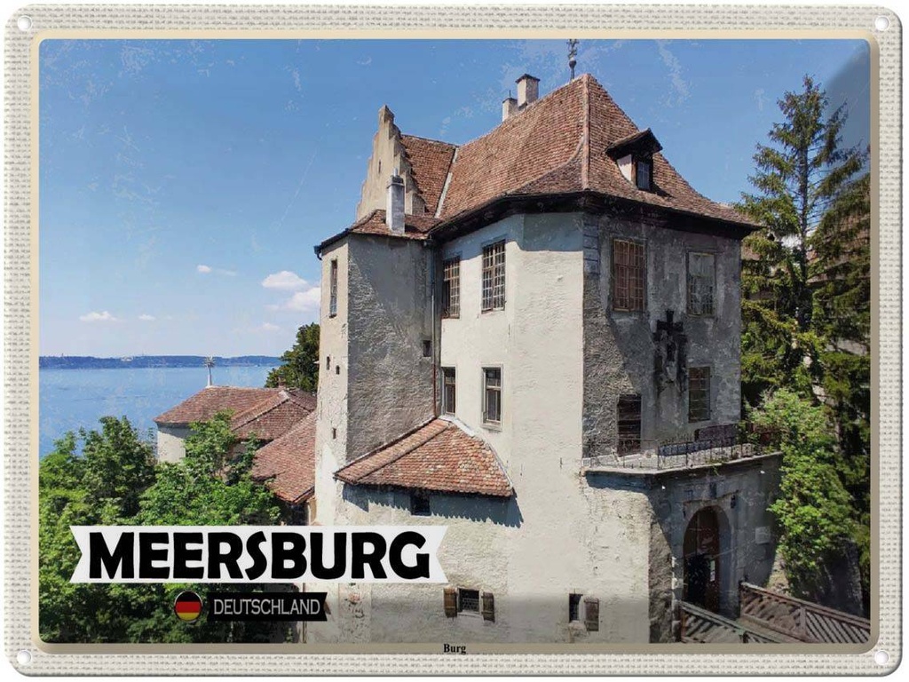 Blechschild 30x40 cm Meersburg Burg Bildmotiv Reisemotiv Abenteuer Reisen