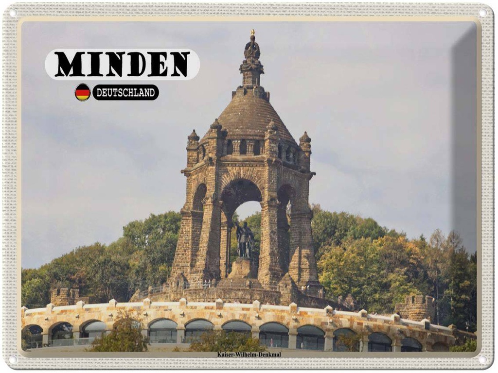 Blechschild 30x40 cm Minden Kaiser-Wilhelm-Denkmal Bildmotiv Reisemotiv Abenteuer Reisen
