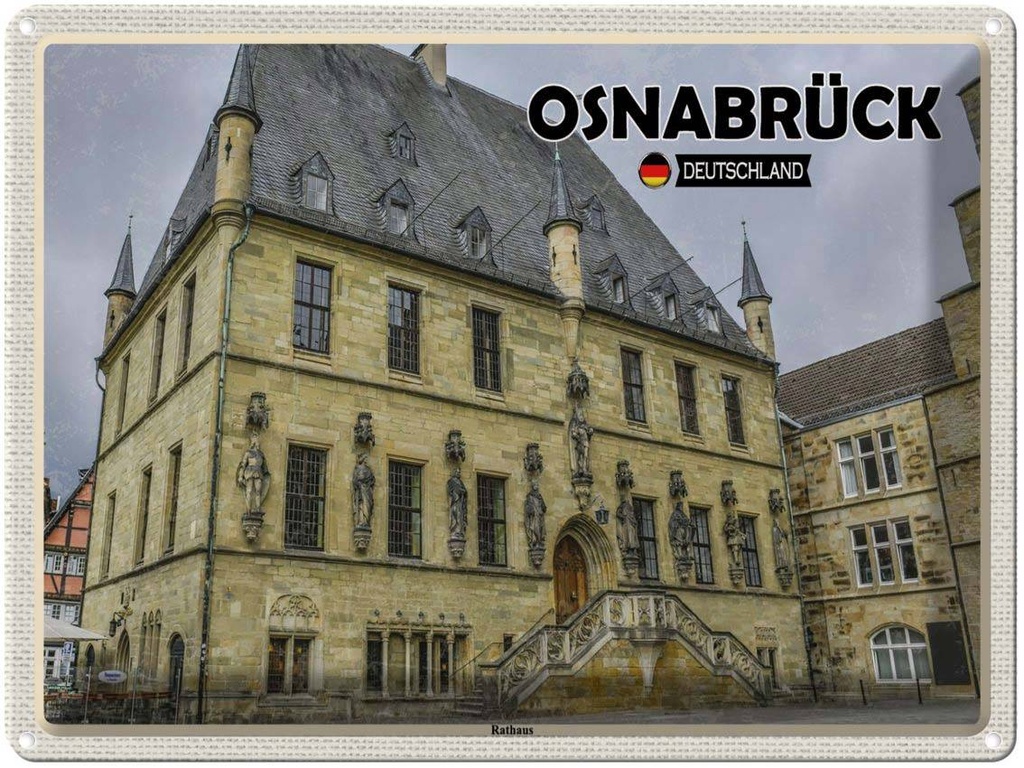 Blechschild 30x40 cm Osnabrück Rathaus Bildmotiv Reisemotiv Abenteuer Reisen