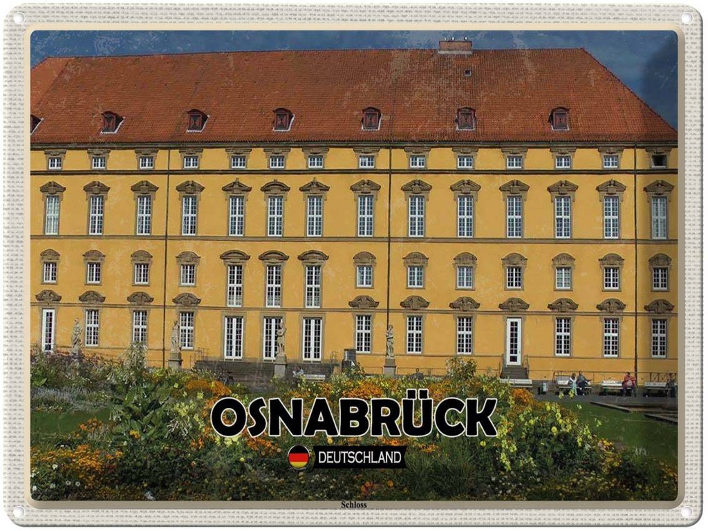 Blechschild 30x40 cm Osnabrück Schloss Mittelalter Bildmotiv Reisemotiv Abenteuer Reisen