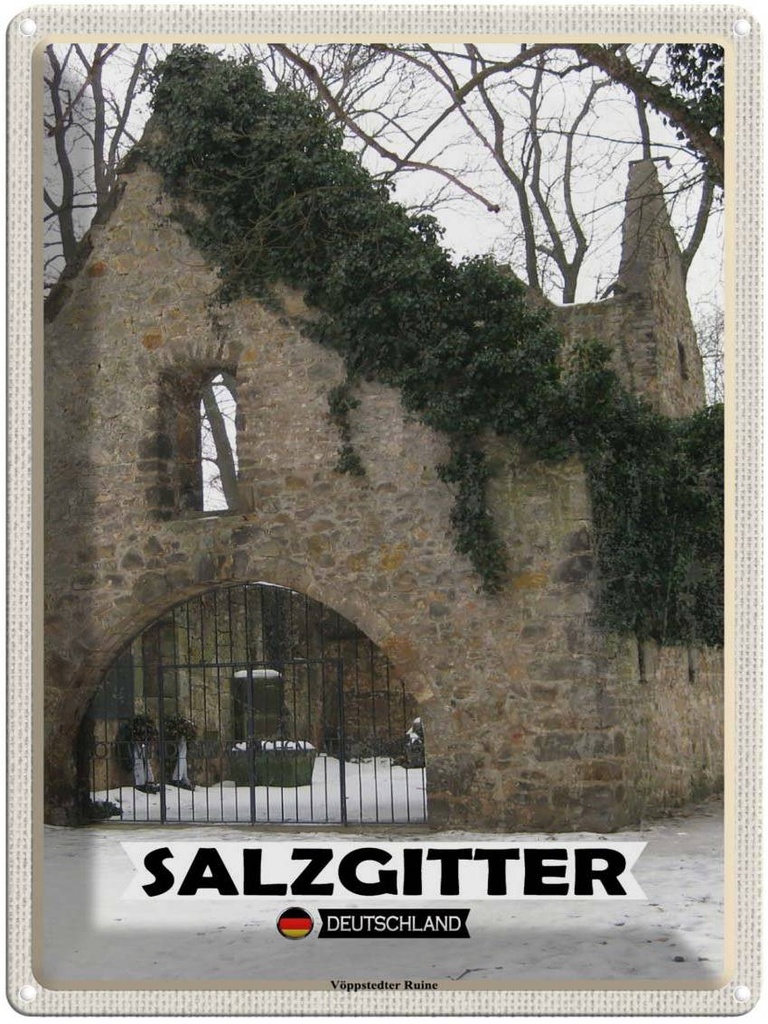 Blechschild 40x30 cm Salzgitter Vöppstedter Ruine Bildmotiv Reisemotiv Abenteuer Reisen
