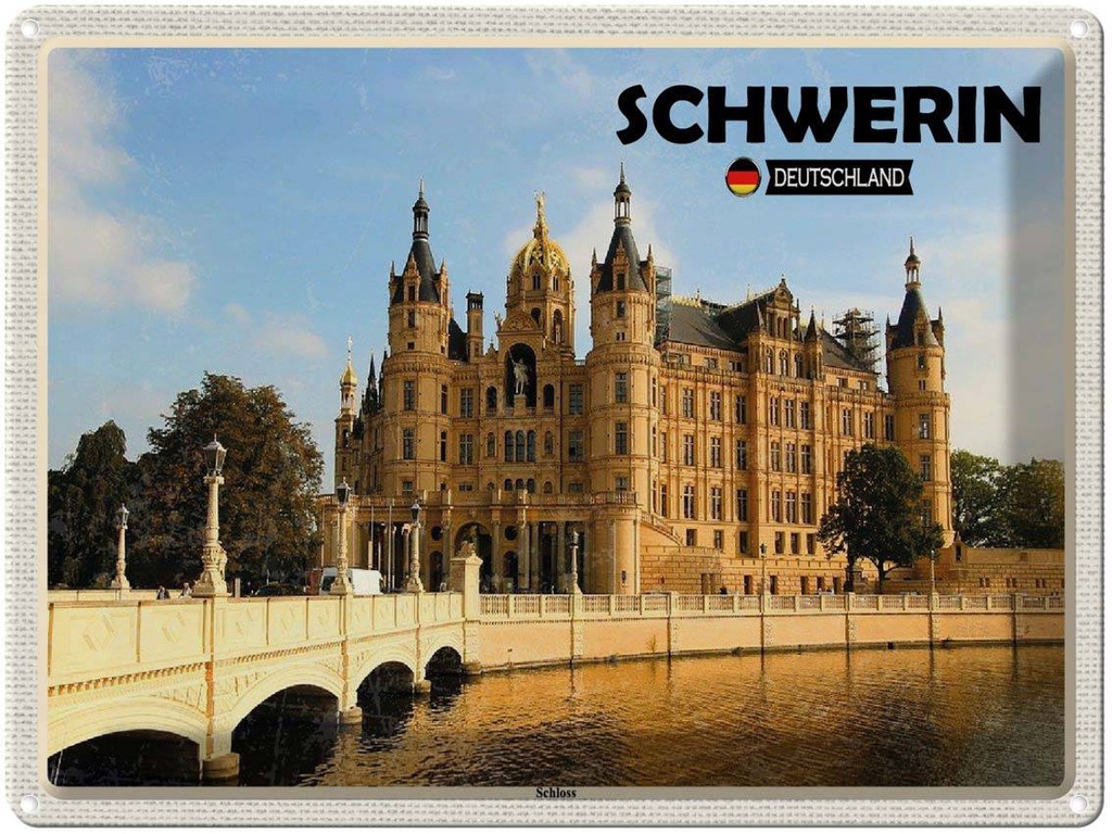 [LA-1792363] Blechschild 30x40 cm Schwerin Schloss Bildmotiv Reisemotiv Abenteuer Reisen