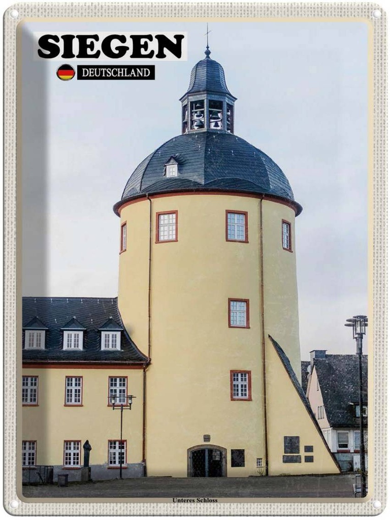 Blechschild 40x30 cm Siegen Unteres Schloss Gebäude Bildmotiv Reisemotiv Abenteuer Reisen