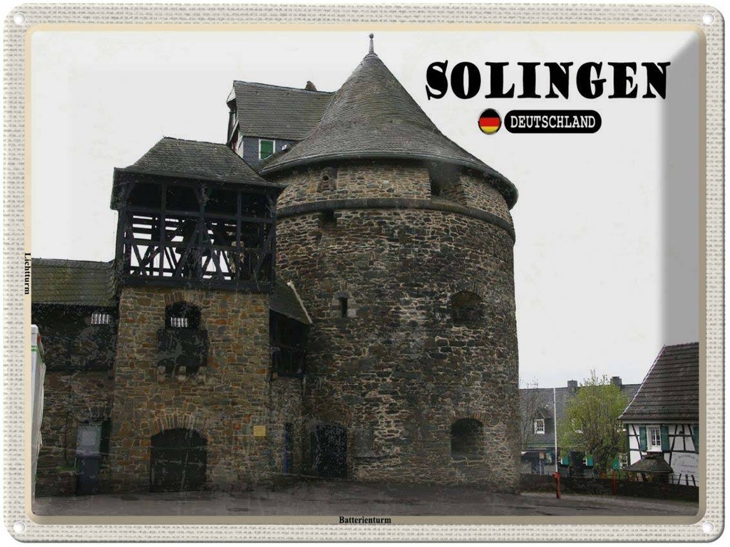 Blechschild 30x40 cm Solingen Batterieturm Bildmotiv Reisemotiv Abenteuer Reisen