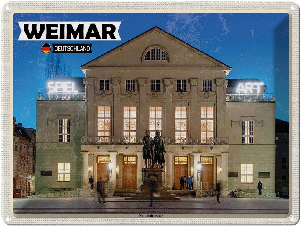 Blechschild 30x40 cm Weimar Nationaltheater Mittelalter Bildmotiv Reisemotiv Abenteuer Reisen
