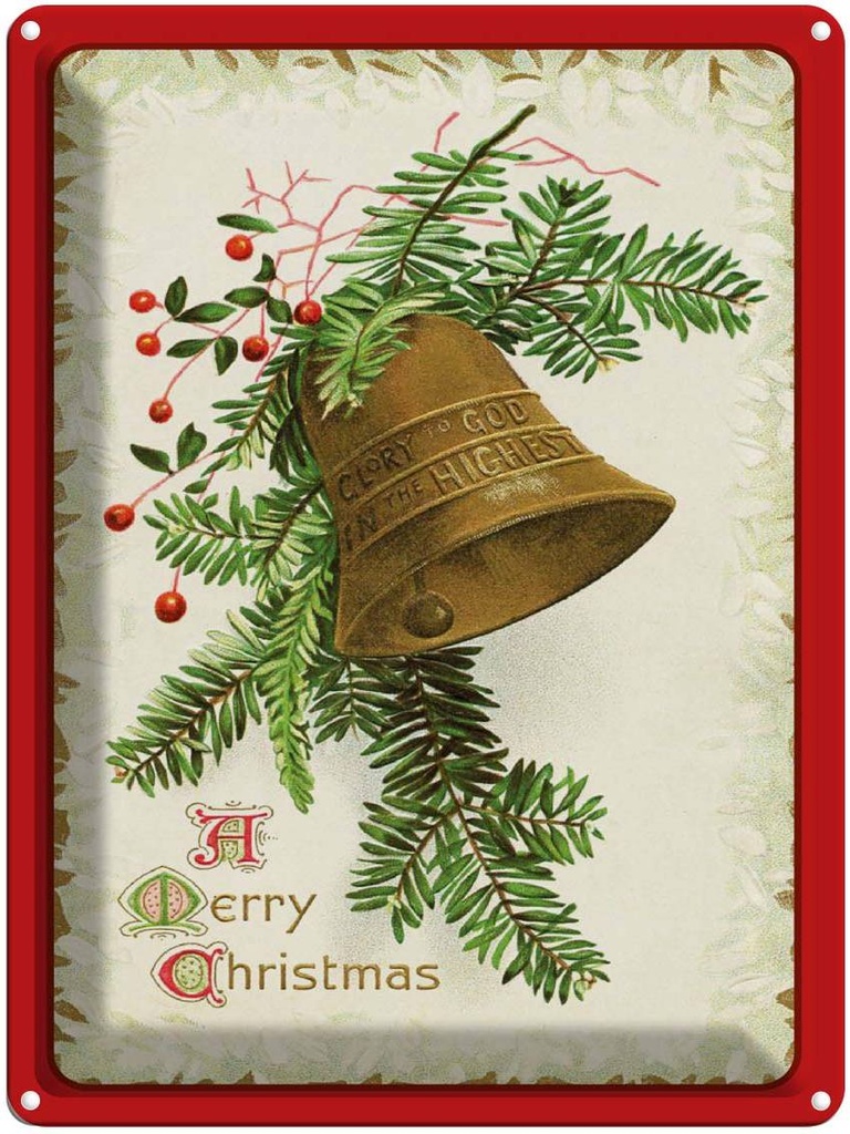 [LA-1792388] Blechschild 40x30 cm Christmas Glocke Winter