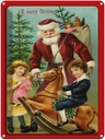 Blechschild 40x30 cm Weihnachtsmann Tannenbaum