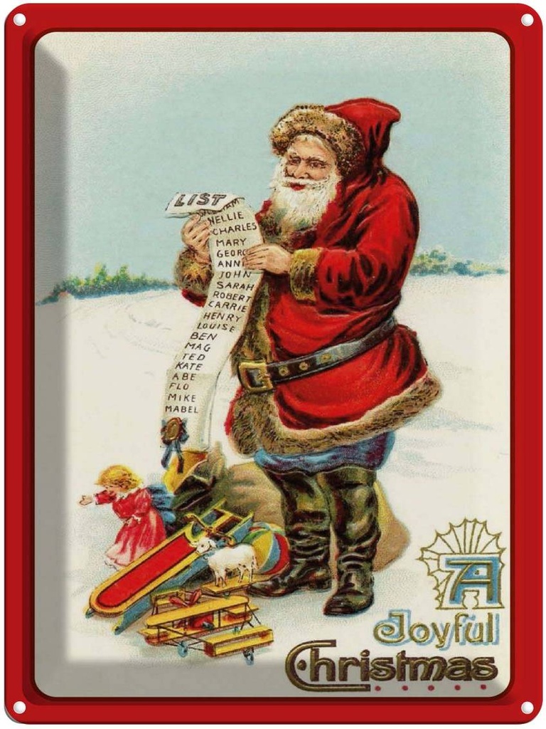 [LA-1792399] Blechschild 40x30 cm Santa Claus Schnee