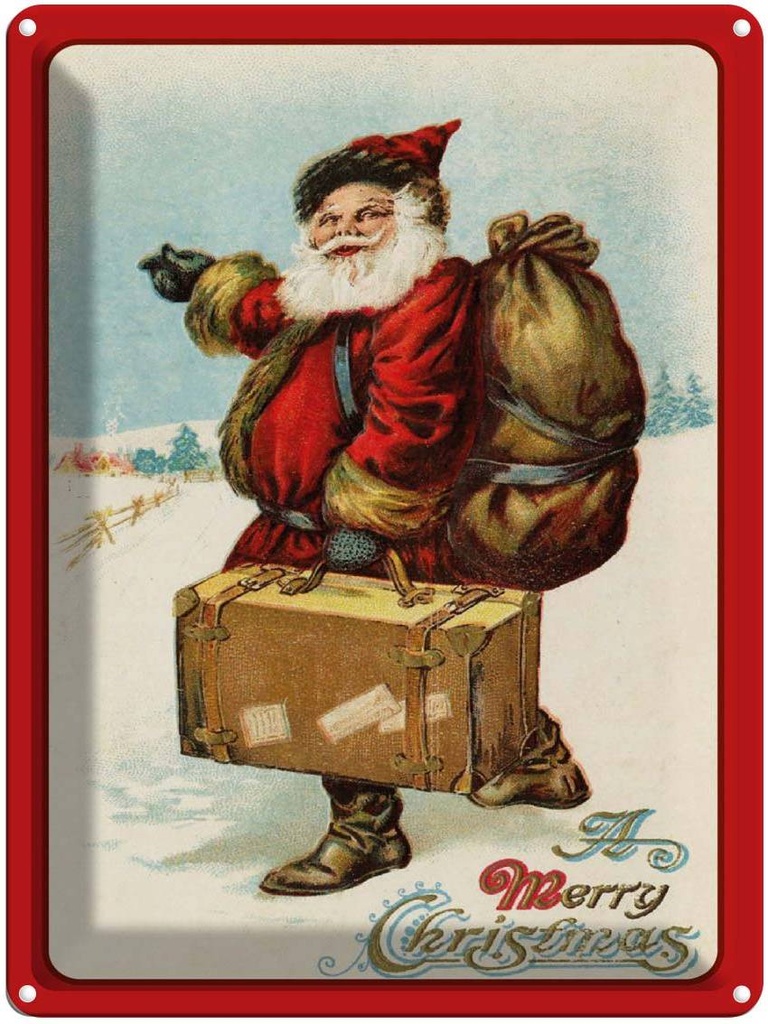 [LA-1792402] Blechschild 40x30 cm merry Christmas Schnee