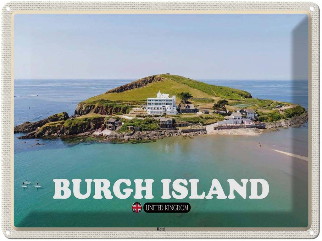Blechschild 30x40 cm Burgh Island United Kingdom Bildmotiv Reisemotiv Abenteuer Reisen