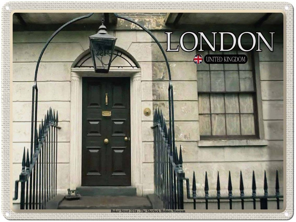 Blechschild 30x40 cm London The Sherlock Holmes Museum Bildmotiv Reisemotiv Abenteuer Reisen