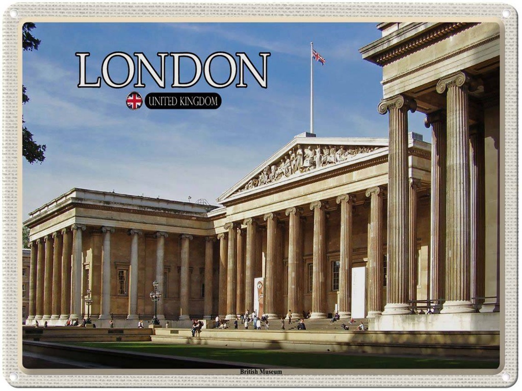 Blechschild 30x40 cm British Museum London England Bildmotiv Reisemotiv Abenteuer Reisen