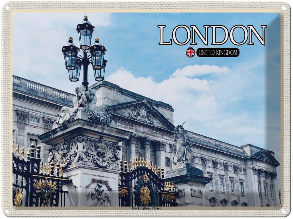 Blechschild 30x40 cm London England Buckingham Palace Bildmotiv Reisemotiv Abenteuer Reisen
