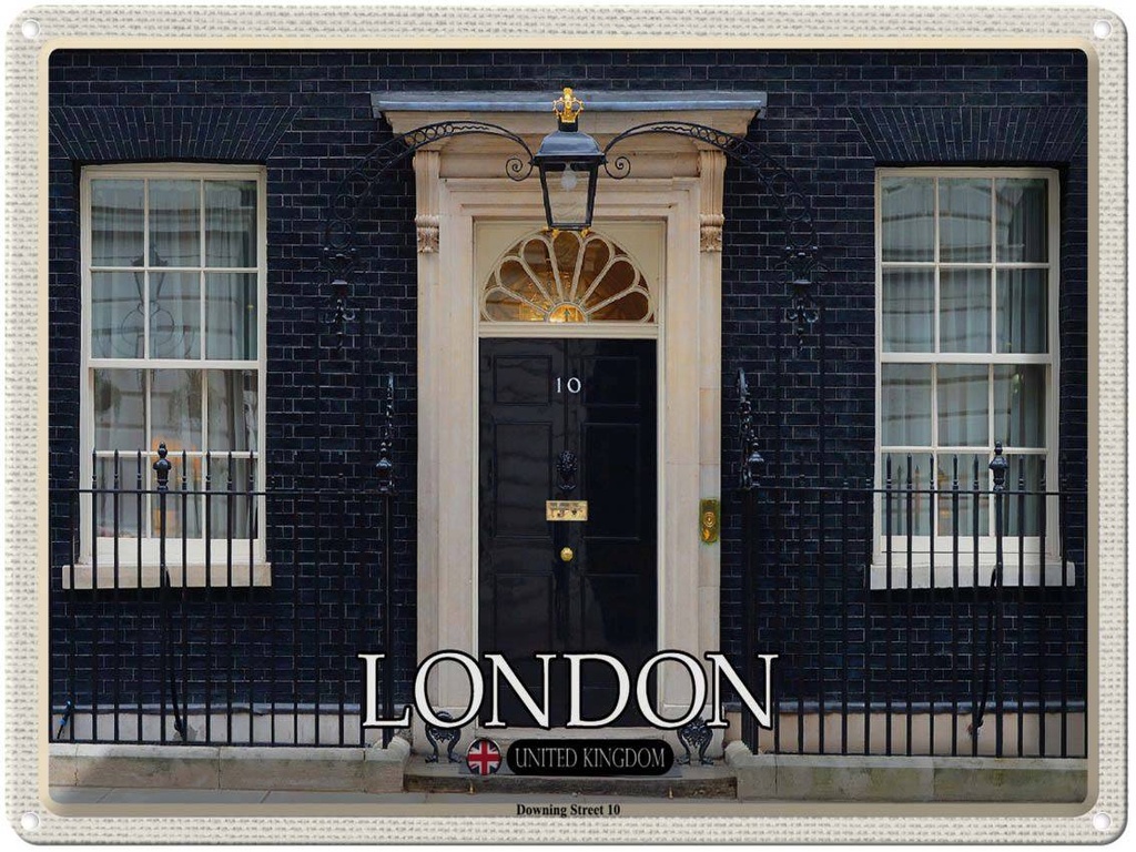 [LA-1792423] Blechschild 30x40 cm England UK Downing Street 10 Bildmotiv Reisemotiv Abenteuer Reisen