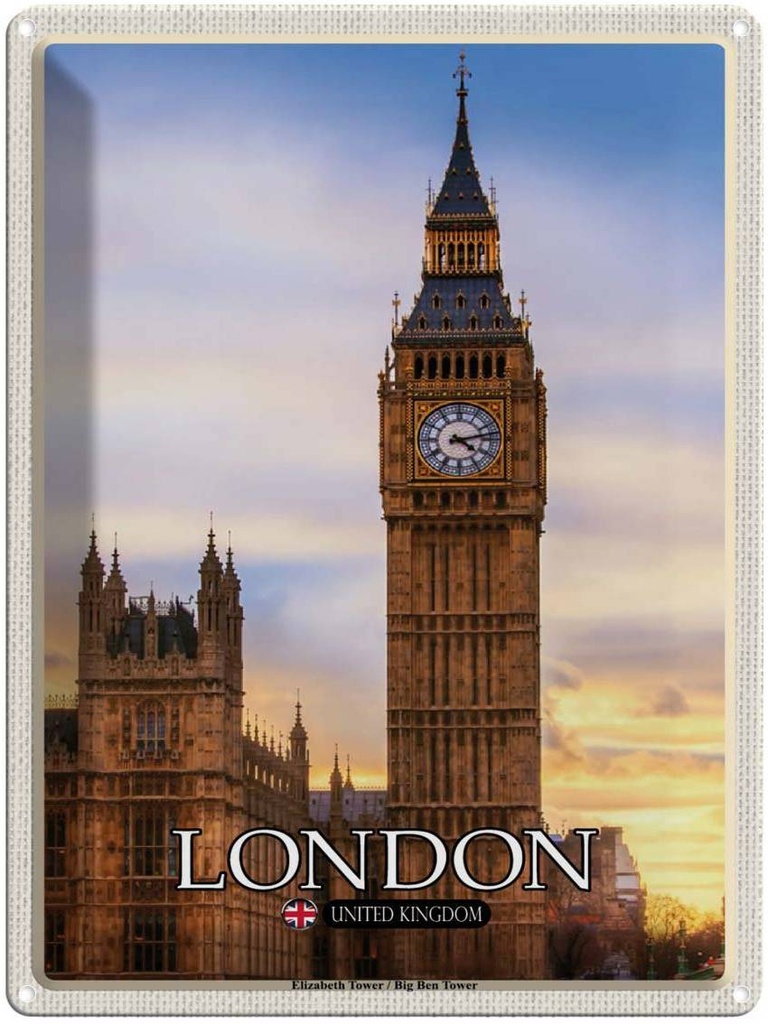 [LA-1792425] Blechschild 40x30 cm London Elizabeth Tower Big Ben Bildmotiv Reisemotiv Abenteuer Reisen