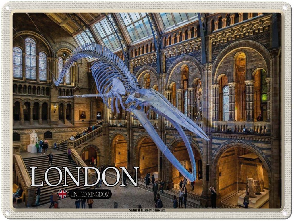 [LA-1792436] Blechschild 30x40 cm London Natural History Museum Bildmotiv Reisemotiv Abenteuer Reisen