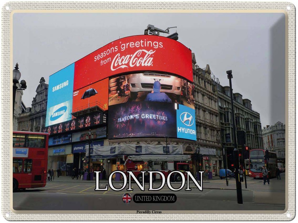 [LA-1792437] Blechschild 30x40 cm London Piccadilly Circus UK England Bildmotiv Reisemotiv Abenteuer Reisen